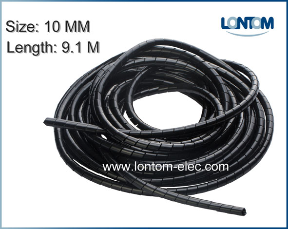 10mm  /   ̺ ̾  Ʃ 9.1M  PC  ڵ/10mm Black/ white Spiral Cable Wire Wrap Tube 9.1M length PC Manage Cord